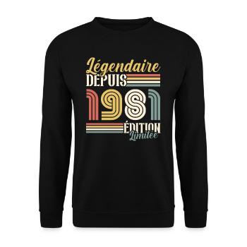 Légendaire Depuis 1981 - Sweat-shirt Unisexe - noir - Devant - Alina (178cm) & Michal (187cm)