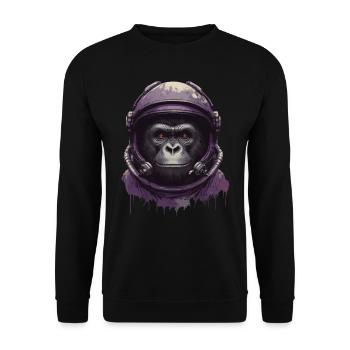 Astronaut monkey stocks to the moon - Unisex Sweatshirt - black - Front - Alina (178cm) & Michal (187cm)