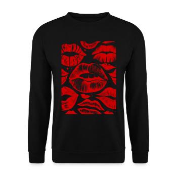 Bold Red Lips Pattern Stylish Art Sensual Lipstick - Unisex Sweatshirt - black - Front - Alina (178cm) & Michal (187cm)