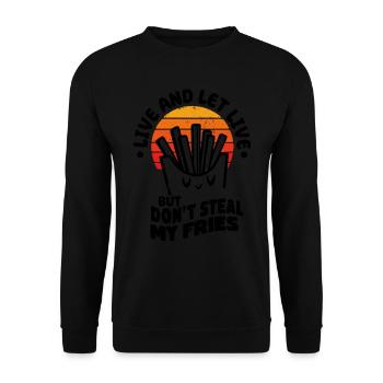 Vivre et laisser vivre mais ne vole pas mes frites drôle - Sweat-shirt Unisexe - noir - Devant - Alina (178cm) & Michal (187cm)
