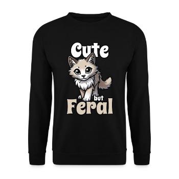 Niedliche, aber wilde Katze Lustig Entzückende Mieze Kavaii - Unisex Pullover - Schwarz - Vorne - Alina (178cm) & Michal (187cm)