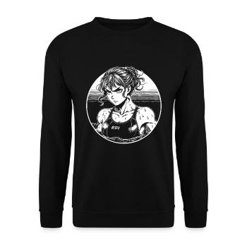 Comic Schwimmerin Design - Schwimm Girl Design - Unisex Pullover - Schwarz - Vorne - Alina (178cm) & Michal (187cm)