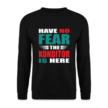 Have no Fear the Konditor is here Outfit - Unisex Pullover - Schwarz - Vorne - Alina (178cm) & Michal (187cm)