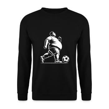 Fußballer mit Bauch und Ballgefühl - Unisex Pullover - Schwarz - Vorne - Alina (178cm) & Michal (187cm)