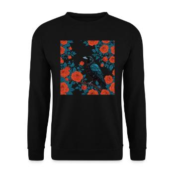 Gothic Rabe und rote Rosen - Unisex Pullover - Schwarz - Vorne - Alina (178cm) & Michal (187cm)