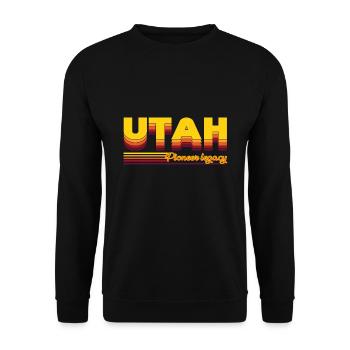 cooles Utah USA Bundesstaaten Design - Unisex Pullover - Schwarz - Vorne - Alina (178cm) & Michal (187cm)
