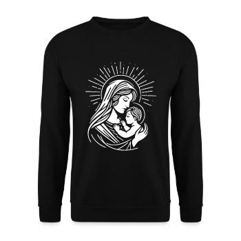 Mutter Maria Design – Symbol der Liebe - Unisex Pullover - Schwarz - Vorne - Alina (178cm) & Michal (187cm)
