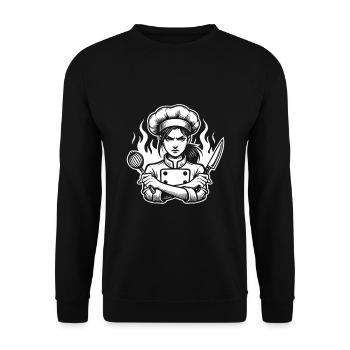 Un design de chef cool pour la femme chef - Sweat-shirt Unisexe - noir - Devant - Alina (178cm) & Michal (187cm)