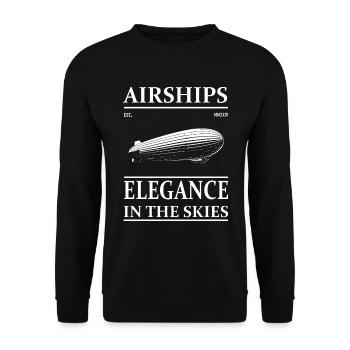 Zeppelin Design, Luftschiff-Liebe mit Retro-Charme - Unisex Pullover - Schwarz - Vorne - Alina (178cm) & Michal (187cm)