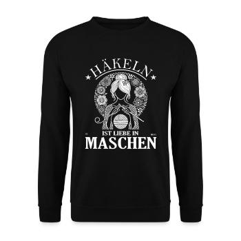 Le crochet, c’est l’amour – créatif et qui vient du cœur - Sweat-shirt Unisexe - noir - Devant - Alina (178cm) & Michal (187cm)