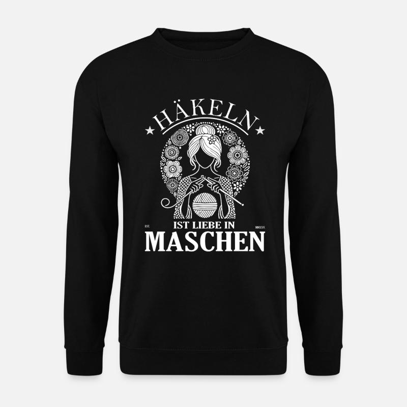Häkeln ist Liebe – Kreativ und von Herzen - Unisex Pullover - Schwarz