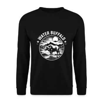 Wasserbüffel – Stark, ruhig und naturverbunden - Unisex Pullover - Schwarz - Vorne - Alina (178cm) & Michal (187cm)