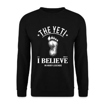 Yeti Design – Large Footprint - Unisex Sweatshirt - black - Front - Alina (178cm) & Michal (187cm)