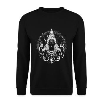 Shiva Design – Spiritual Power - Unisex Sweatshirt - black - Front - Alina (178cm) & Michal (187cm)