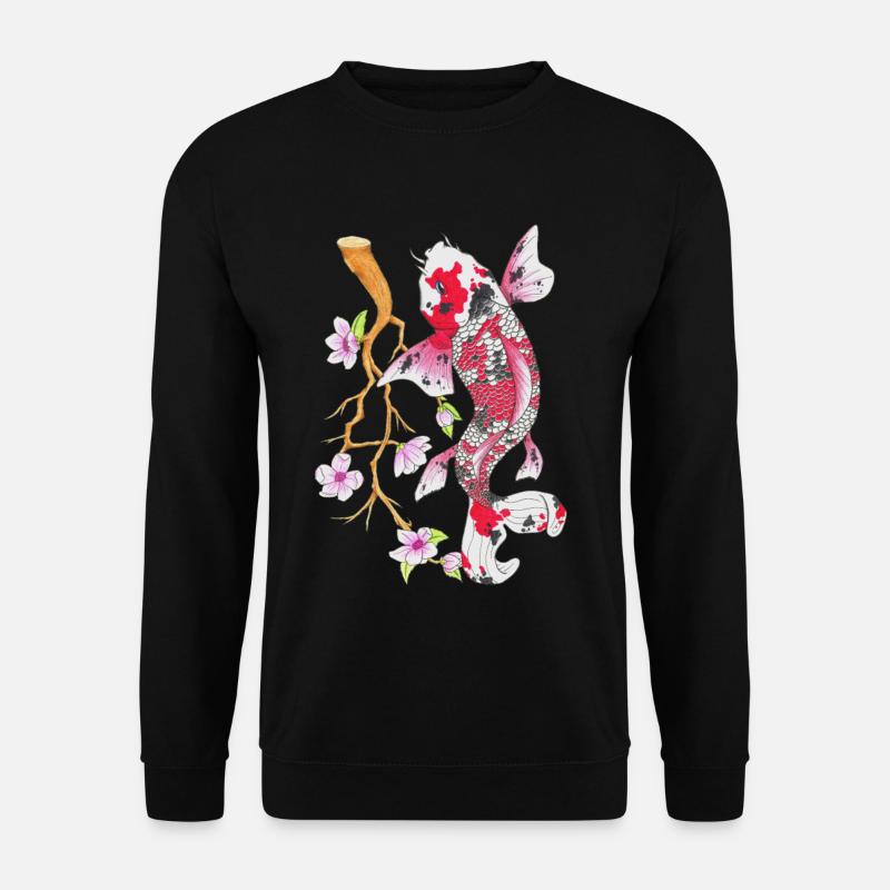 Koi carp Lotus Japanese design gift - Unisex Sweatshirt - black