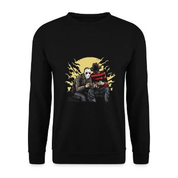 Dark Gamers Jason and Freddy/ Halloween (0018) - Unisex Sweatshirt - black - Front - Alina (178cm) & Michal (187cm)