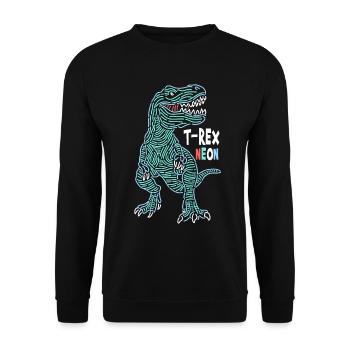 T-Rex Neon - Unisex Pullover - Schwarz - Vorne - Alina (178cm) & Michal (187cm)