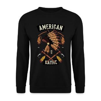 Amerikanische Ureinwohner Indianer T-Shirt - Unisex Pullover - Schwarz - Vorne - Alina (178cm) & Michal (187cm)