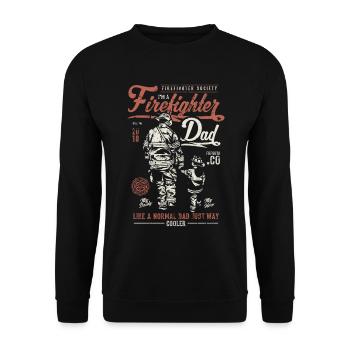 Firefighter Dad Firefighter T-Shirt Gift - Unisex Sweatshirt - black - Front - Alina (178cm) & Michal (187cm)