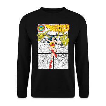 Wonder Woman Comic Cover - Unisex Pullover - Schwarz - Vorne - Alina (178cm) & Michal (187cm)