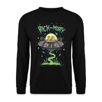 Rick And Morty Spaceship Illustration - Unisex Sweatshirt - black - Front - Alina (178cm) & Michal (187cm)