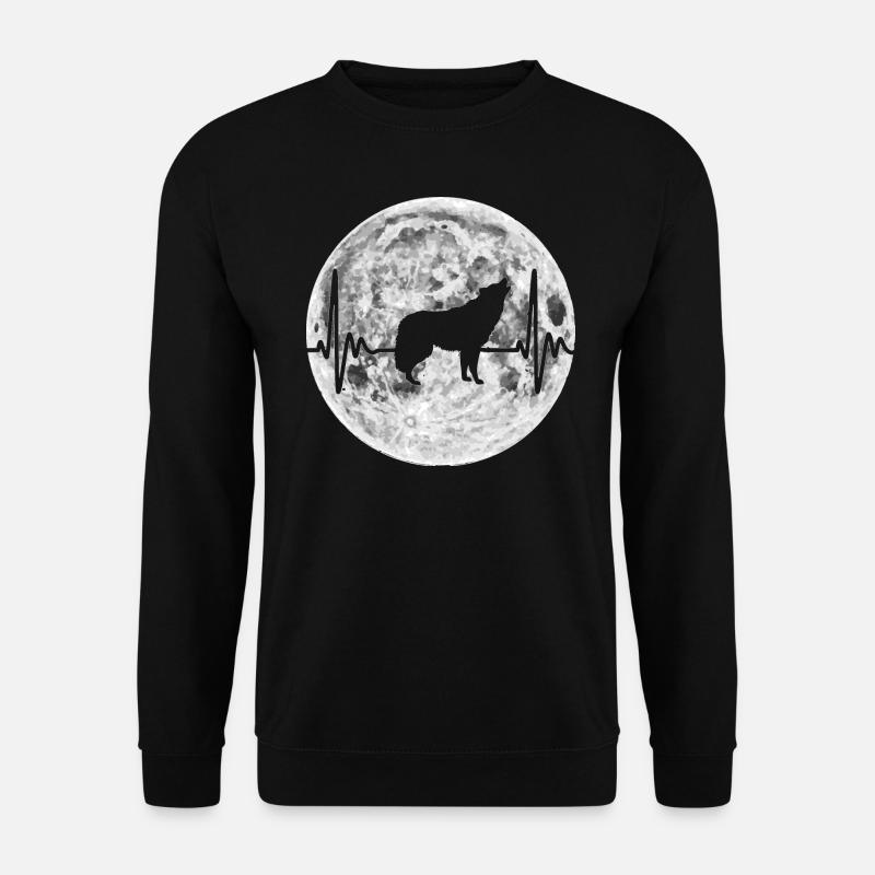 Wolf Herzschlag Wölfe Puls Geschenk - Unisex Pullover - Schwarz