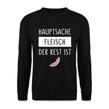 HAUPTSACHE FLEISCH DER REST IST WURST - Unisex Pullover - Schwarz - Vorne - Alina (178cm) & Michal (187cm)