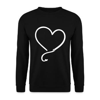 Angler love - Unisex Sweatshirt - black - Front - Alina (178cm) & Michal (187cm)