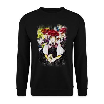 Schwarzwald, Bollenhut, Tracht - Unisex Pullover - Schwarz - Vorne - Alina (178cm) & Michal (187cm)