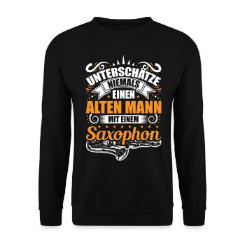 Saxophon Musiker Mann Männer Spruch - Unisex Pullover - Schwarz - Vorne - Alina (178cm) & Michal (187cm)