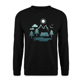 camping, camping, mountains, nature, forest, summer, sun - Unisex Sweatshirt - black - Front - Alina (178cm) & Michal (187cm)
