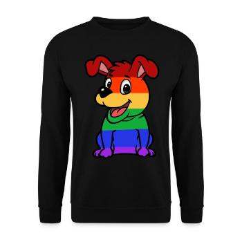 Süßer LGBT Hund Regenbogenfahne Homosexuell Gay - Unisex Pullover - Schwarz - Vorne - Alina (178cm) & Michal (187cm)