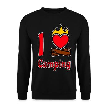 I love Camping Ich liebe Camping Campers Sprüche - Unisex Pullover - Schwarz - Vorne - Alina (178cm) & Michal (187cm)
