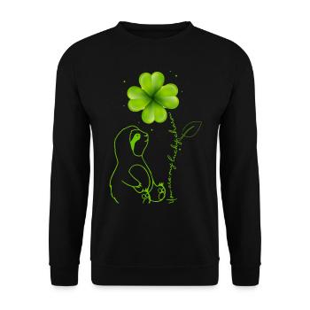 You Are My Lucky Charm Sloth Shamrock - Unisex Sweatshirt - black - Front - Alina (178cm) & Michal (187cm)
