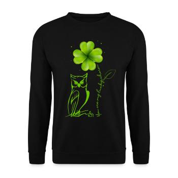 You Are My Lucky Charm Eule Kleeblatt - Unisex Pullover - Schwarz - Vorne - Alina (178cm) & Michal (187cm)