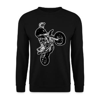 Supermoto / Supermotard / Supermoto Wheelie Biker - Unisex Sweatshirt - black - Front - Alina (178cm) & Michal (187cm)