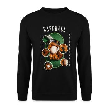 Baseball Ball Glove Bat Vintage Retro - Unisex Sweatshirt - black - Front - Alina (178cm) & Michal (187cm)