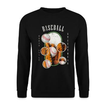 Baseball Ball Glove Bat Vintage Retro - Unisex Sweatshirt - black - Front - Alina (178cm) & Michal (187cm)