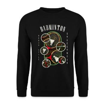 Badminton Federball Sport Spieler Vintage Retro - Unisex Pullover - Schwarz - Vorne - Alina (178cm) & Michal (187cm)