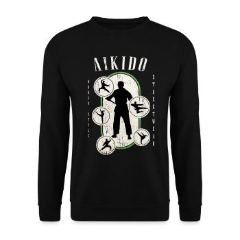 Aïkido Arts Martiaux Arts Martiaux Combattant Vintage Rétro - Sweat-shirt Unisexe - noir - Devant - Alina (178cm) & Michal (187cm)