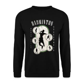 Badminton Federball Sport Spieler Vintage Retro - Unisex Pullover - Schwarz - Vorne - Alina (178cm) & Michal (187cm)