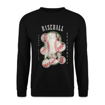 Baseball Ball Spieler USA Sport Vintage Retro - Unisex Pullover - Schwarz - Vorne - Alina (178cm) & Michal (187cm)