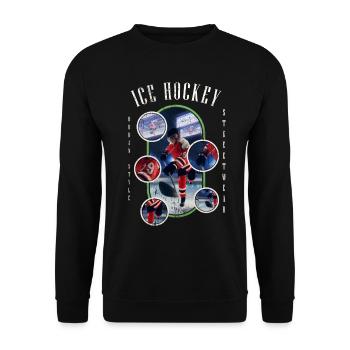 Eishockey Eishockeyspieler Spieler Vintage Retro - Unisex Pullover - Schwarz - Vorne - Alina (178cm) & Michal (187cm)