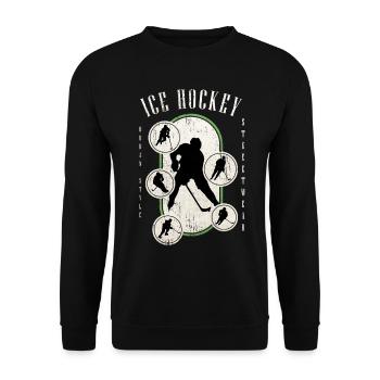 Eishockey Eishockeyspieler Spieler Vintage Retro - Unisex Pullover - Schwarz - Vorne - Alina (178cm) & Michal (187cm)