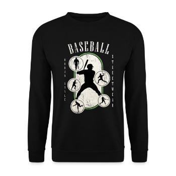 Baseball Baseballspieler USA Sport Vintage Retro - Unisex Pullover - Schwarz - Vorne - Alina (178cm) & Michal (187cm)
