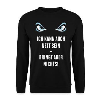 Ich Kann Auch Nett Sein – Bringt Aber Nichts! - Unisex Pullover - Schwarz - Vorne - Alina (178cm) & Michal (187cm)