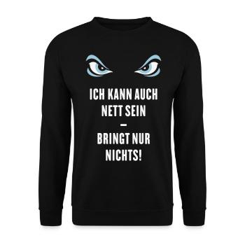 Ich Kann Auch Nett Sein – Bringt Nur Nichts! - Unisex Pullover - Schwarz - Vorne - Alina (178cm) & Michal (187cm)