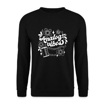 Retro Photographer Vintage Analog Vibes - Unisex Pullover - Schwarz - Vorne - Alina (178cm) & Michal (187cm)