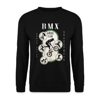 BMX Fahrrad Biker Stunt Trick Freestyle Vintage - Unisex Pullover - Schwarz - Vorne - Alina (178cm) & Michal (187cm)