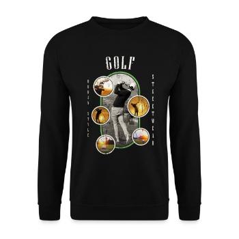Golf Golfen Golfspieler Sport Hobby Club Vintage - Unisex Pullover - Schwarz - Vorne - Alina (178cm) & Michal (187cm)